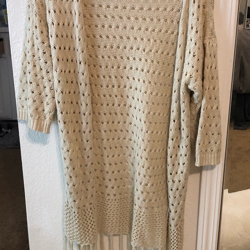 Oversized tan knit cardigan